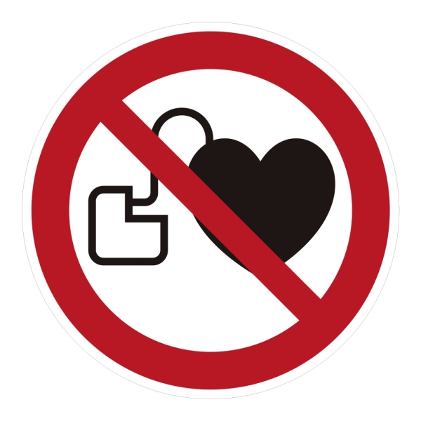 Kein Zutritt für Personen mit Herzschrittmachern oder impl. Defibrilatoren